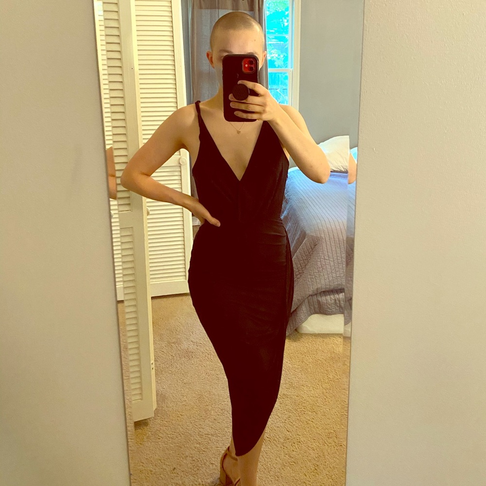 Sexy Black Dress with Draped Detailing